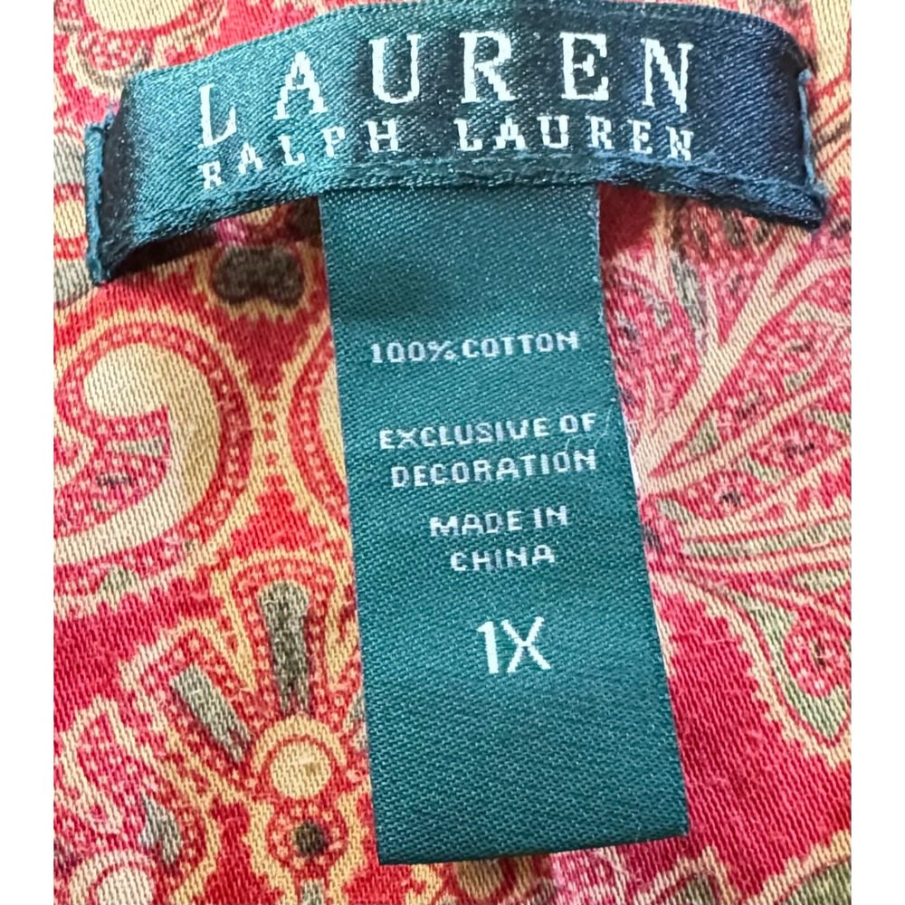 Lauren Ralph Lauren Pajama Set 1X (14W/16W) Red Paisley Cotton 2pc Loungewear - Picture 6 of 8